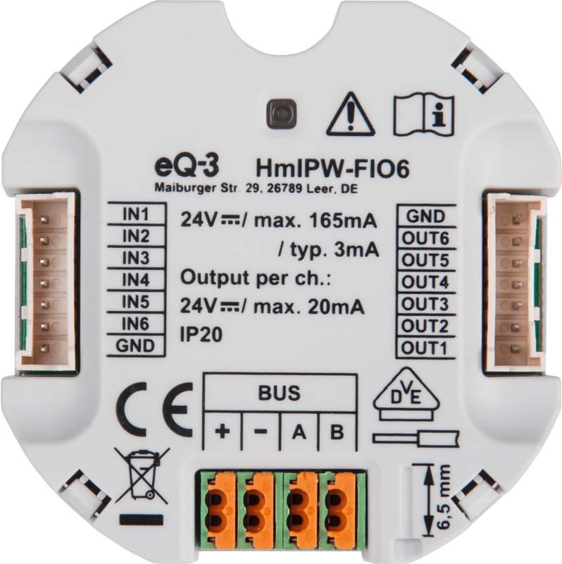 619543-1_HmIPW-IO-Modul-Unterputz-6fach-V_152482A0 jpg - Produktbild Vorderseite 619543-1_HmIPW-IO-Modul-Unterputz-6fach-V_152482A0 jpg - Produktbild Vorderseite